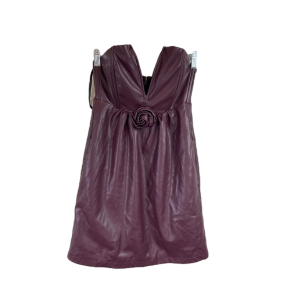 Ashley Park x RtR Voila Vegan Leather Strapless Mini Dress Size 6